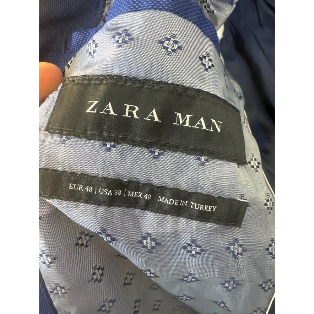 Zara Man Royal Blue Slim Fit Two Piece Suit Blazer 38 Pants 30X30